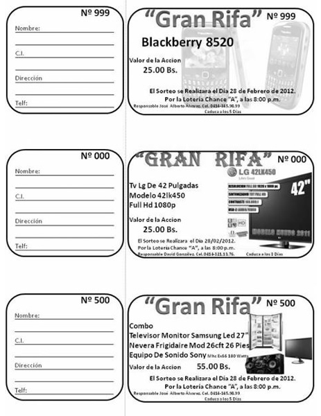 Talonarios de Rifas